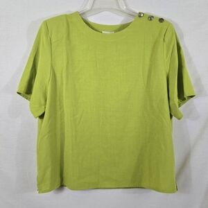 Vintage Grand Nouveau Women's Lime Green Short Sleeve Shoulder Pad Top Sz Large